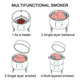 NNEAGS 3 In 1 Barbecue Smoker Outdoor Charcoal BBQ Grill Camping Picnic Fishing