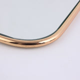 NNEAGS 40.5cm Gold Flat-Lay Mirror Glass Metal Tray Vanity Makeup Perfume Jewelry Organiser with Handles