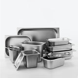 NNEAGS 4X GN Pan Full Size 1/3 GN Pan 6.5 cm Deep Stainless Steel Tray With Lid