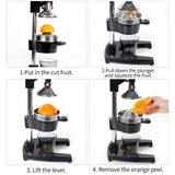 NNEAGS Manual Juicer Hand Press Juice Extractor Squeezer Orange Citrus Matte Black