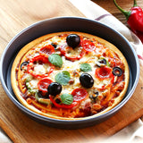 NNEAGS 2X 8-inch Round Black Steel Non-stick Pizza Tray Oven Baking Plate Pan