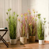 NNEAGS 120cm Purple-Red Artificial Indoor Potted Papyrus Plant Tree Fake Simulation Decorative
