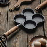 NNEAGS 4 Mold Multi-Portion Cast Iron Breakfast Fried Egg Pancake Omelet Fry Pan