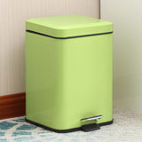 NNEAGS Foot Pedal Stainless Steel Rubbish Recycling Garbage Waste Trash Bin Square 6L Green