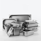 NNEAGS 2X GN Pan Full Size 1/3 GN Pan 20cm Deep Stainless Steel Tray With Lid
