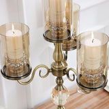 NNEAGS 58cm 4-Slots Glass Candlestick Candle Holder Stand Pillar Glass/Iron Metal