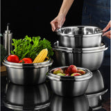 NNEAGS 3Pcs Deepen Polished Stainless Steel Stackable Baking Washing Mixing Bowls Set Food Storage Basin