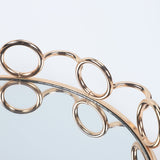 NNEAGS 33cm Bronze-Colored Round Mirror Glass Metal Tray Vanity Makeup Perfume Jewelry Organiser with Handles