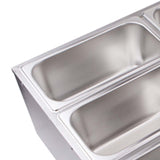 NNEAGS 2X Stainless Steel 6 X 1/3 GN Pan Electric Bain-Marie Food Warmer with Lid