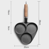 NNEAGS 2X 3 Mold Cast Iron Breakfast Fried Egg Pancake Omelette Fry Pan