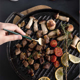 NNEAGS 2X 30cm Ribbed Cast Iron Frying Pan Skillet Coating Steak Sizzle Platter