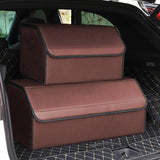 NNEAGS 4X Leather Car Boot Collapsible Foldable Trunk Cargo Organizer Portable Storage Box Coffee Medium