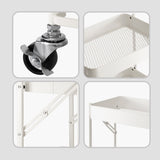 NNEAGS 3 Tier Steel White Foldable Kitchen Cart Multi-Functional Shelves Portable Storage Organizer with Wheels
