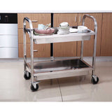 NNEAGS 2X 2 Tier 85x45x90cm Stainless Steel Kitchen Trolley Bowl Collect Service Food Cart Medium