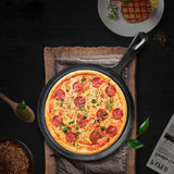 NNEAGS 2X 26cm Round Cast Iron Frying Pan Skillet Griddle Sizzle Platter