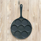NNEAGS 23cm Cast Iron Takoyaki Fry Pan Octopus Balls Maker 7 Hole Cavities Grill Mold