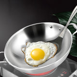 NNEAGS 2X 3-Ply 38cm Stainless Steel Double Handle Wok Frying Fry Pan Skillet with Lid