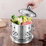 NNEAGS 2X Stainless Steel Mini Asian Buffet Hot Pot Single Person Shabu Alcohol Stove Burner with Lid