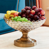 NNEAGS Bronze Pedestal Crystal Glass Fruit Bowl Candy Holder Countertop Dessert Serving Basket Decor
