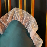 NNEAGS 150cm Blue-Green Princess Bed Pillow Headboard Backrest Bedside Tatami Sofa Cushion with Ruffle Lace Home Decor