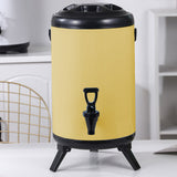 NNEAGS 8X 14L Stainless Steel Insulated Milk Tea Barrel Hot and Cold Beverage Dispenser Container with Faucet Yellow