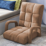 NNEAGS 2X Foldable Lounge Cushion Adjustable Floor Lazy Recliner Chair with Armrest Khaki