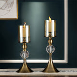 NNEAGS 43cm Glass Candle Holder Candle Stand Glass/Metal