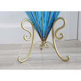 NNEAGS 67cm Blue Glass Tall Floor Vase and 12pcs White Artificial Fake Flower Set