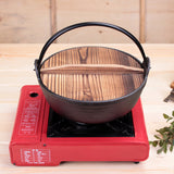 NNEAGS 2X 29cm Cast Iron Japanese Style Sukiyaki Tetsu Nabe Shabu Hot Pot with Wooden Lid