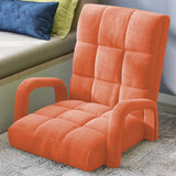 NNEAGS Foldable Lounge Cushion Adjustable Floor Lazy Recliner Chair with Armrest Orange