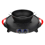 NNEAGS 2 in 1 Electric Stone Coated Teppanyaki Grill Plate Steamboat Hotpot