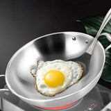 NNEAGS 2X 3-Ply 42cm Stainless Steel Double Handle Wok Frying Fry Pan Skillet with Lid