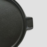 NNEAGS 2X 43cm Round Ribbed Cast Iron Frying Pan Skillet Steak Sizzle Platter with Handle