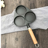 NNEAGS 2X 3 Mold Cast Iron Breakfast Fried Egg Pancake Omelette Fry Pan