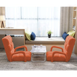 NNEAGS 4X Foldable Lounge Cushion Adjustable Floor Lazy Recliner Chair with Armrest Orange