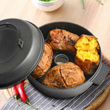 NNEAGS 2X 28cm Cast Iron Dutch Oven Pre-Seasoned Camping Stew Pot with Lid