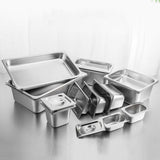NNEAGS 4X GN Pan Full Size 1/3 GN Pan 6.5 cm Deep Stainless Steel Tray With Lid