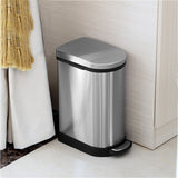 NNEAGS Foot Pedal Stainless Steel Rubbish Recycling Garbage Waste Trash Bin 10L U