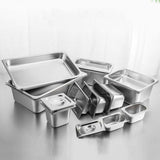 NNEAGS 4X GN Pan Full Size 1/1 GN Pan 6.5cm Deep Stainless Steel Tray With Lid