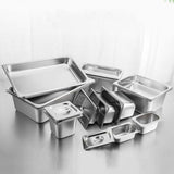 NNEAGS 6X GN Pan Full Size 1/1 GN Pan 6.5cm Deep Stainless Steel Tray With Lid