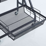 NNEAGS 2X 3 Tier Steel Black Adjustable Kitchen Cart Multi-Functional Shelves Portable Storage Organizer with Wheels