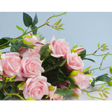 NNEAGS 12pcs Artificial Silk Flower Fake Rose Bouquet Table Decor Pink