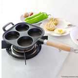 NNEAGS 2X 4 Mold Cast Iron Breakfast Fried Egg Pancake Omelette Fry Pan