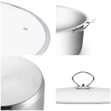 NNEAGS Stainless Steel 28cm Casserole With Lid Induction Cookware