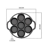 NNEAGS 2X 32cm Cast Iron Takoyaki Fry Pan Octopus Balls Maker 7 Hole Cavities Grill Mold