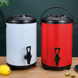 NNEAGS 4X 14L Stainless Steel Insulated Milk Tea Barrel Hot and Cold Beverage Dispenser Container with Faucet Red