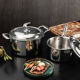 NNEAGS 6 Piece Cookware Set 18/10 Stainless Steel 3-Ply Frying Pan, Milk, and Soup Pot with Lid