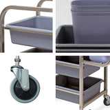 NNEAGS 2X 3 Tier Food Trolley Food Waste Cart Five Buckets Kitchen Food Utility 82x43x92cm Square