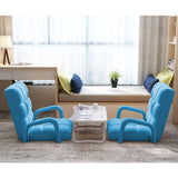NNEAGS 2X Foldable Lounge Cushion Adjustable Floor Lazy Recliner Chair with Armrest Blue