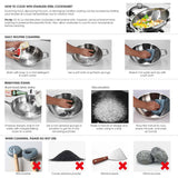 NNEAGS Stainless Steel Fry Pan 24cm Frying Pan Induction FryPan Non Stick Interior